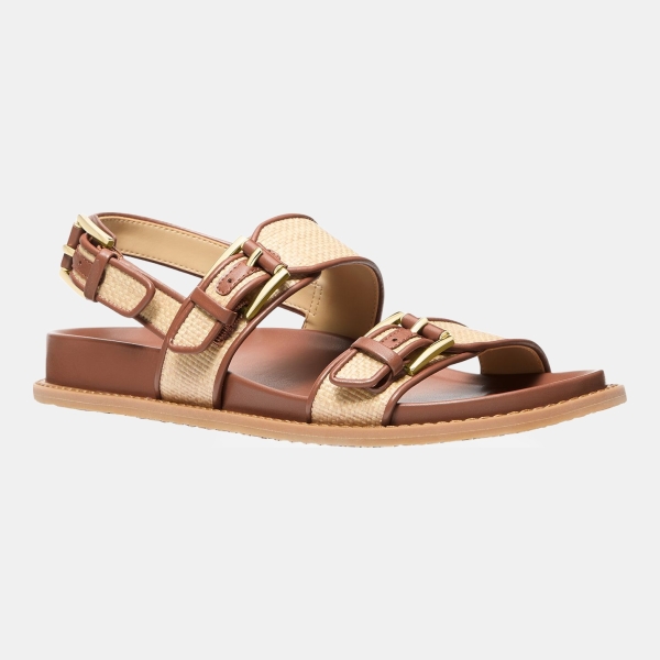 Michael Kors Women's Nia Footbed Flat Sandals - Luggage Smooth