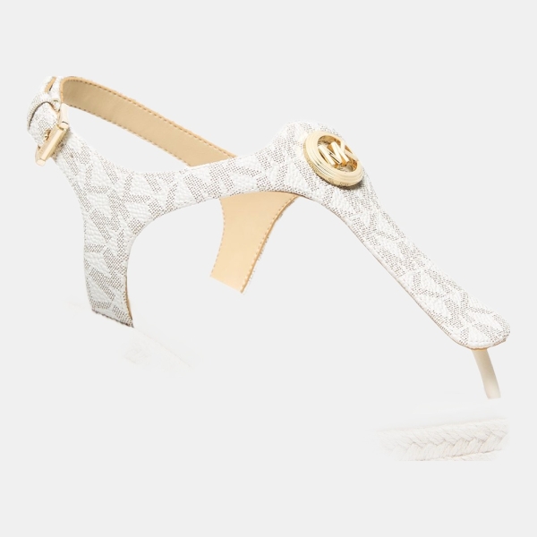 Michael Kors Women's Val Thong Wedge Sandals - Vanilla Logo Canvas