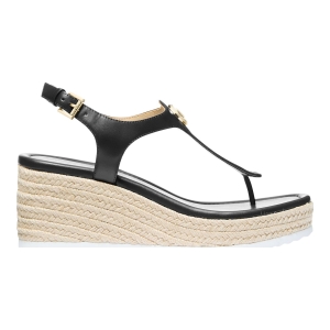 Michael Kors Women's Val Thong Wedge Sandals - Black Leather - Image 3