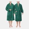 Unisex Luxury Hotel Spa Warm Shawl Collar Soft Plush Fleece Bath Robe - Green