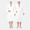 Unisex Luxury Hotel Spa Warm Shawl Collar Soft Plush Fleece Bath Robe - White