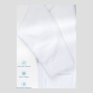 Unisex Luxury Hotel Spa Warm Shawl Collar Soft Plush Fleece Bath Robe - White - Image 5