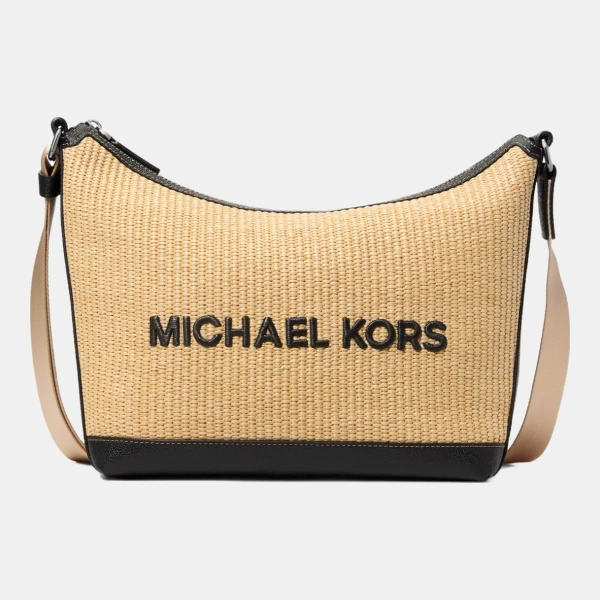 Michael Kors Outlet Cooper Medium Crocheted Crescent Crossbody Bag