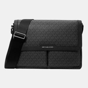 Michael Kors Outlet Pacey Medium Signature Logo Messenger Bag - BLACK