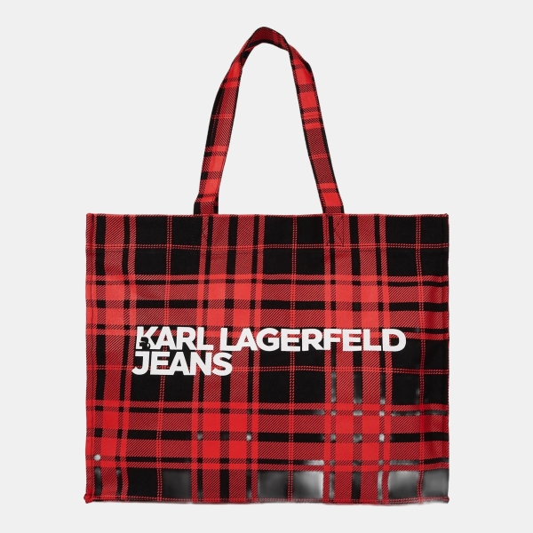 KL Jeans Logo checked shopper