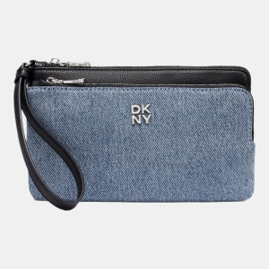 DKNY SARAH DUAL ZIP POUCH WRISTLET - Denim/Black