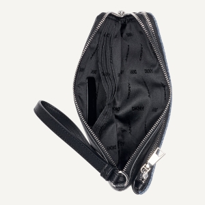 DKNY SARAH DUAL ZIP POUCH WRISTLET - Denim/Black - Image 4