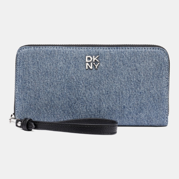 DKNY SARAH LARGE ZIP AROUND WALLET - Denim/Black