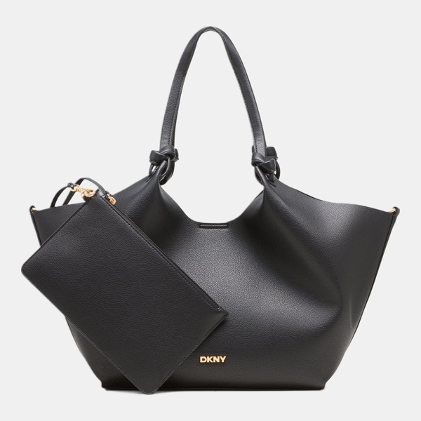 DKNY PAULA MEDIUM COMMUTER TOTE - BLACK/GOLD