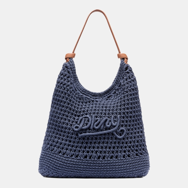 DKNY PAULA CROCHET LOGO HOBO BAG - Midnight