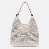 DKNY PAULA CROCHET LOGO HOBO BAG - Natural