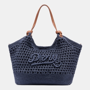 DKNY PAULA CROCHET LOGO MEDIUM COMMUTER TOTE - Midnight