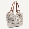 DKNY PAULA CROCHET LOGO MEDIUM COMMUTER TOTE - Natural - Image 5