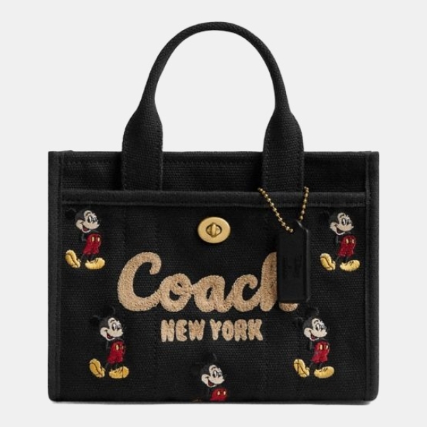 Coach Disney X Coach Cargo Tote Bag 20 With Mickey Mouse In Regenerative Cotton Canvas - Brass/Black Multi