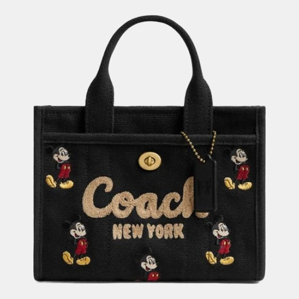 Coach Disney X Coach Cargo Tote Bag 20 With Mickey Mouse In Regenerative Cotton Canvas - Brass/Black Multi
