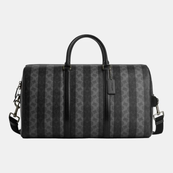 Coach Venturer Bag In Signature Canvas With Stripes - Gunmetal/Black/Grey