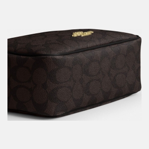 Coach Mini Carey Crossbody Bag In Signature Canvas - Gold/Walnut/Black - Image 8