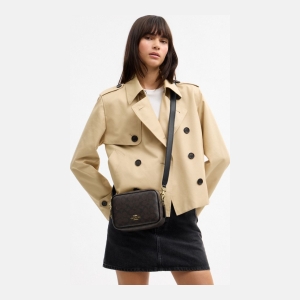 Coach Mini Carey Crossbody Bag In Signature Canvas - Gold/Walnut/Black - Image 4