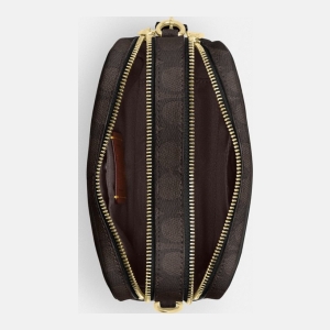 Coach Mini Carey Crossbody Bag In Signature Canvas - Gold/Walnut/Black - Image 5
