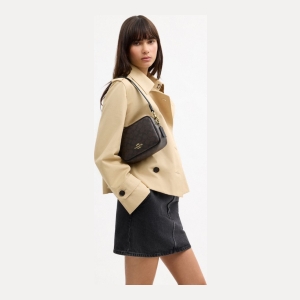 Coach Mini Carey Crossbody Bag In Signature Canvas - Gold/Walnut/Black - Image 3
