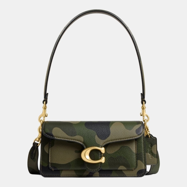 Coach Tabby Shoulder Bag 20 With Camo Print - Brass/Green Multi