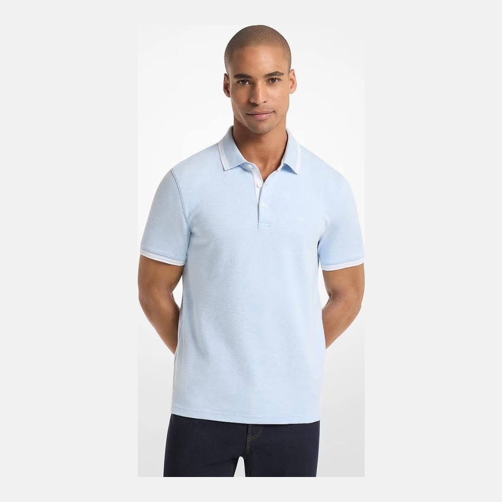 Michael Kors Greenwich Cotton Polo Shirt - Light Blue - Size XL