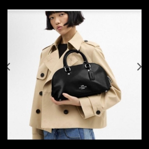 Coach Leather Dome Satchel Handbag - Black