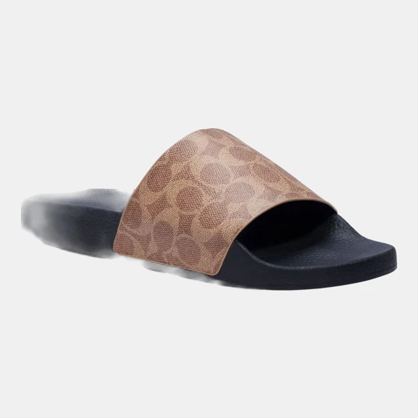 Coach Men's Signature Coated Canvas Pool Slide - TAN SIGNAT