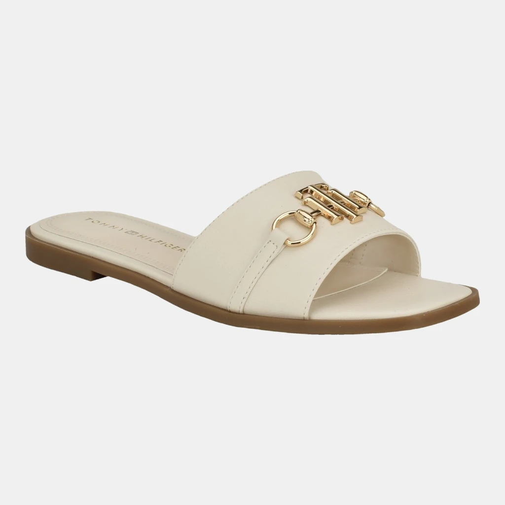 Tommy Hilfiger Women's Pipper Logo Flat Slide Sandals - Chic Cream