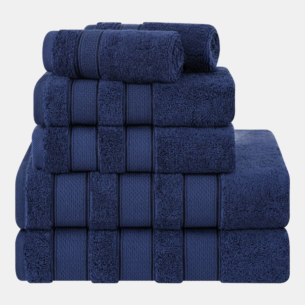 Salem Premium 100% Turkish Cotton 6 Piece Bath Towel Set - Navy Blue