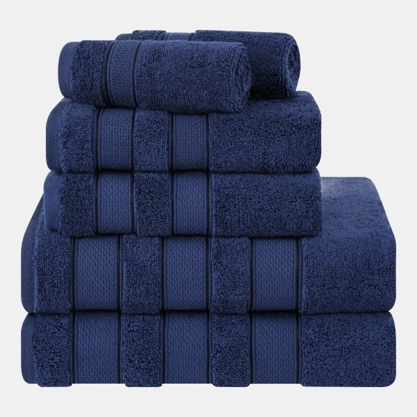 Salem Premium 100% Turkish Cotton 6 Piece Bath Towel Set - Navy Blue
