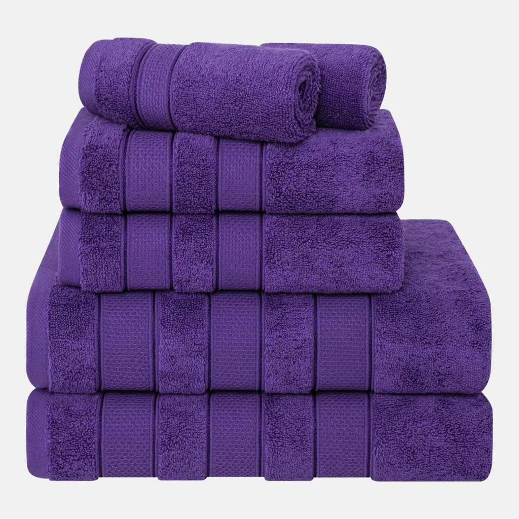 Salem Premium 100% Turkish Cotton 6 Piece Bath Towel Set - Purple