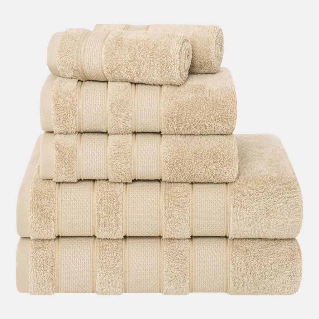 Salem Premium 100% Turkish Cotton 6 Piece Bath Towel Set - Sand Taupe