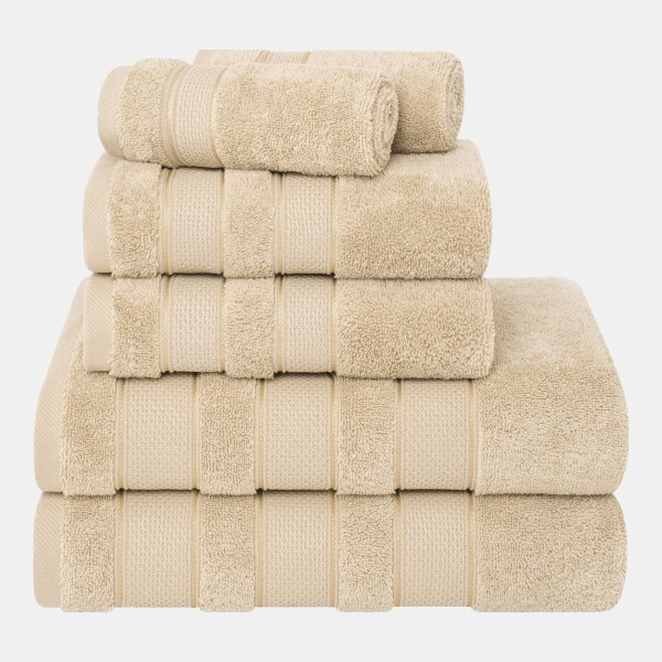Salem Premium 100% Turkish Cotton 6 Piece Bath Towel Set - Sand Taupe