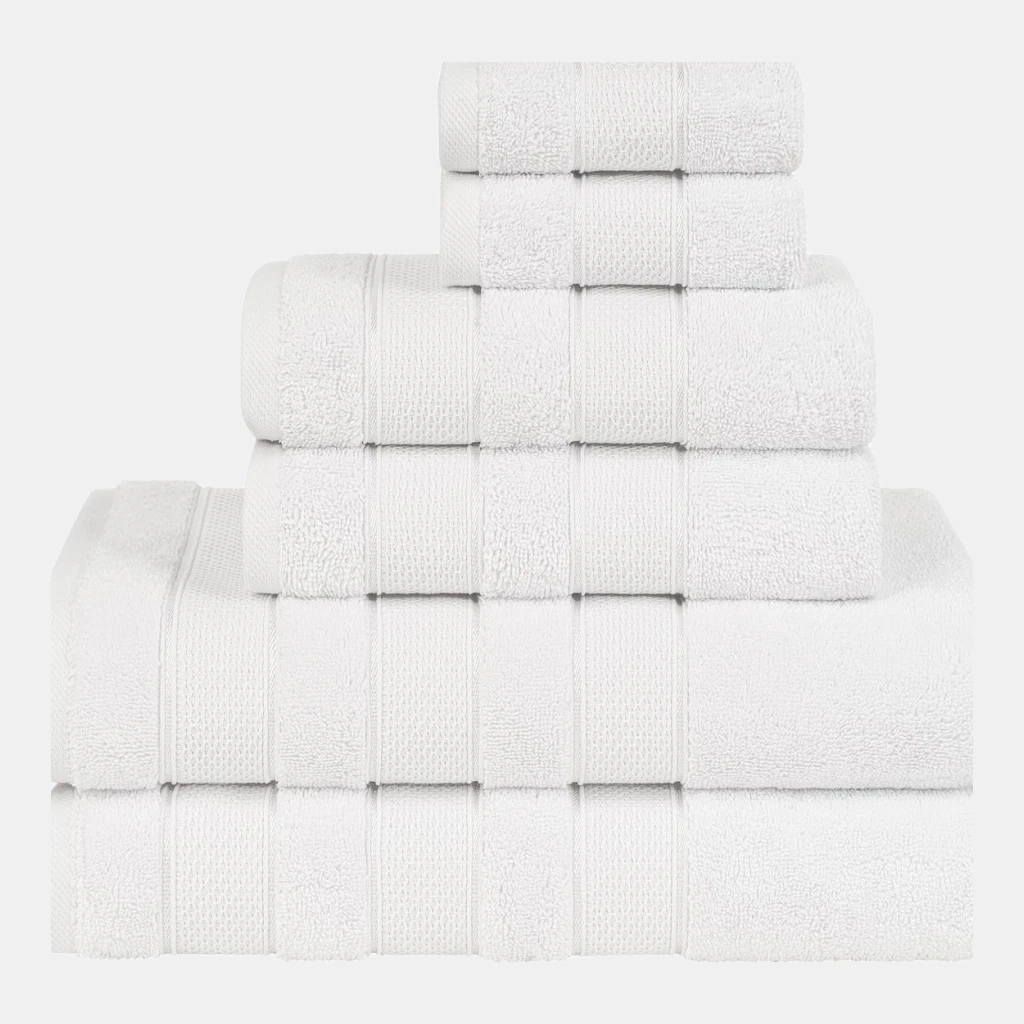 Salem Premium 100% Turkish Cotton 6 Piece Bath Towel Set - White
