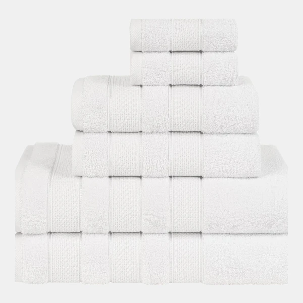 Salem Premium 100% Turkish Cotton 6 Piece Bath Towel Set - White