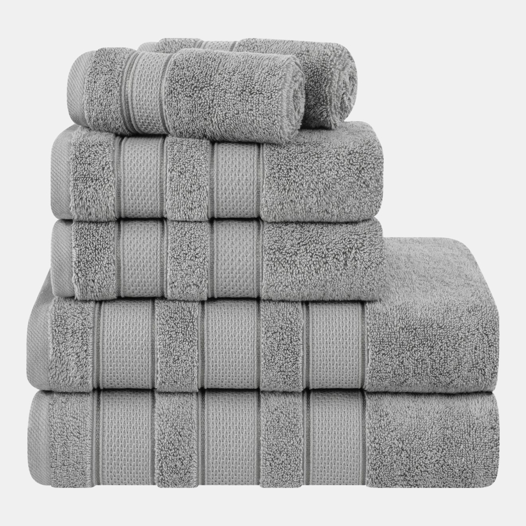 Salem Premium 100% Turkish Cotton 6 Piece Bath Towel Set - Rockridge Gray