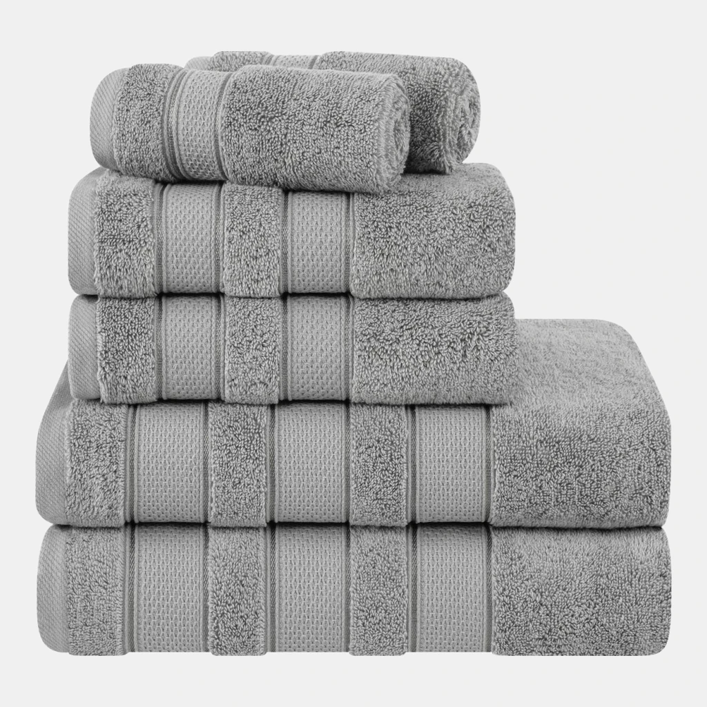 Salem Premium 100% Turkish Cotton 6 Piece Bath Towel Set - Rockridge Gray