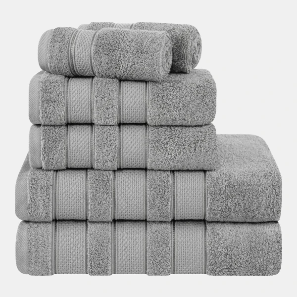 Salem Premium 100% Turkish Cotton 6 Piece Bath Towel Set - Rockridge Gray