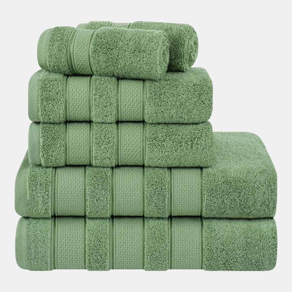 Salem Premium 100% Turkish Cotton 6 Piece Bath Towel Set - Sage Green
