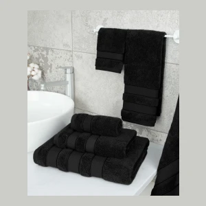 Salem Premium 100% Turkish Cotton 6 Piece Bath Towel Set - Black - Image 3