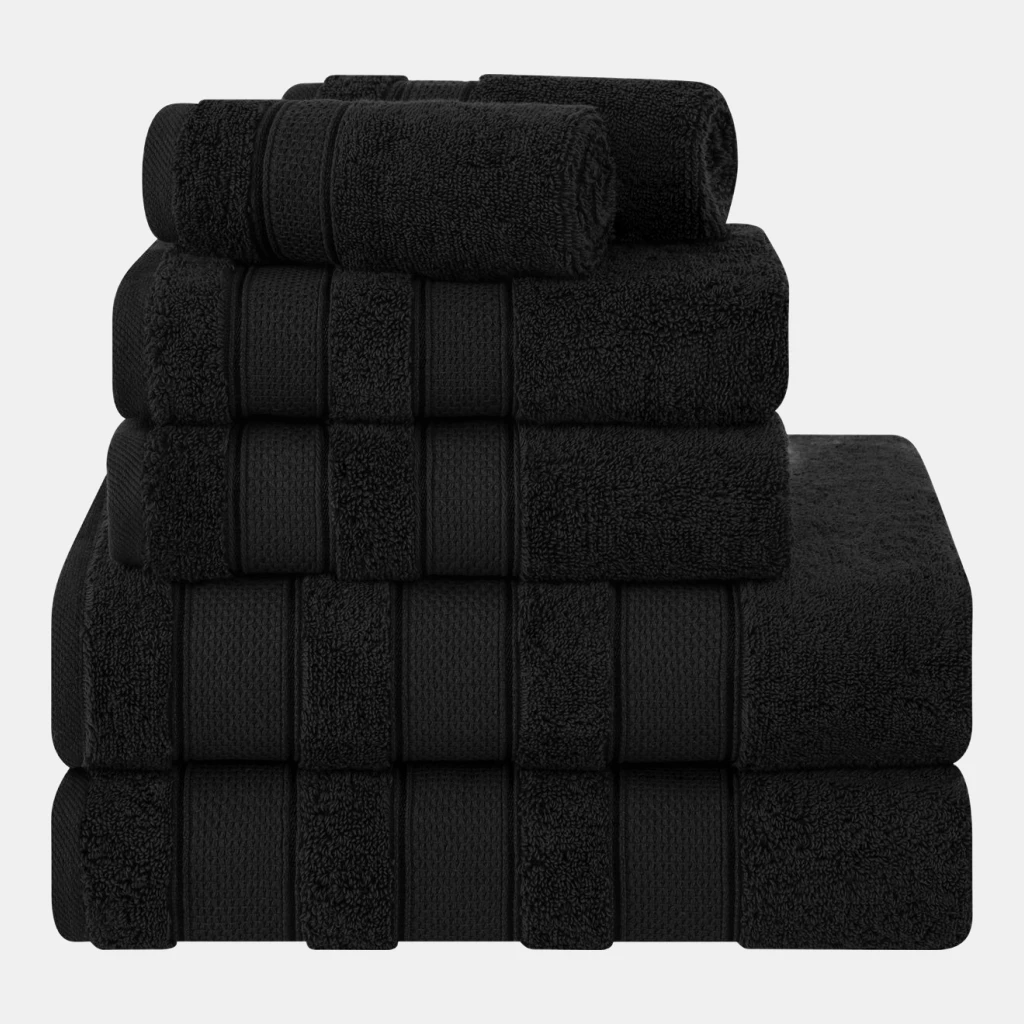 Salem Premium 100% Turkish Cotton 6 Piece Bath Towel Set - Black