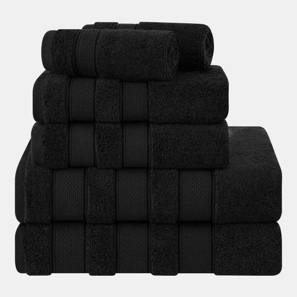 Salem Premium 100% Turkish Cotton 6 Piece Bath Towel Set - Black