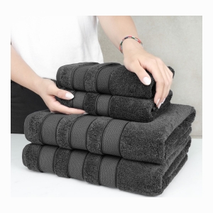 Salem Premium 100% Turkish Cotton 6 Piece Bath Towel Set - Dark Gray - Image 5