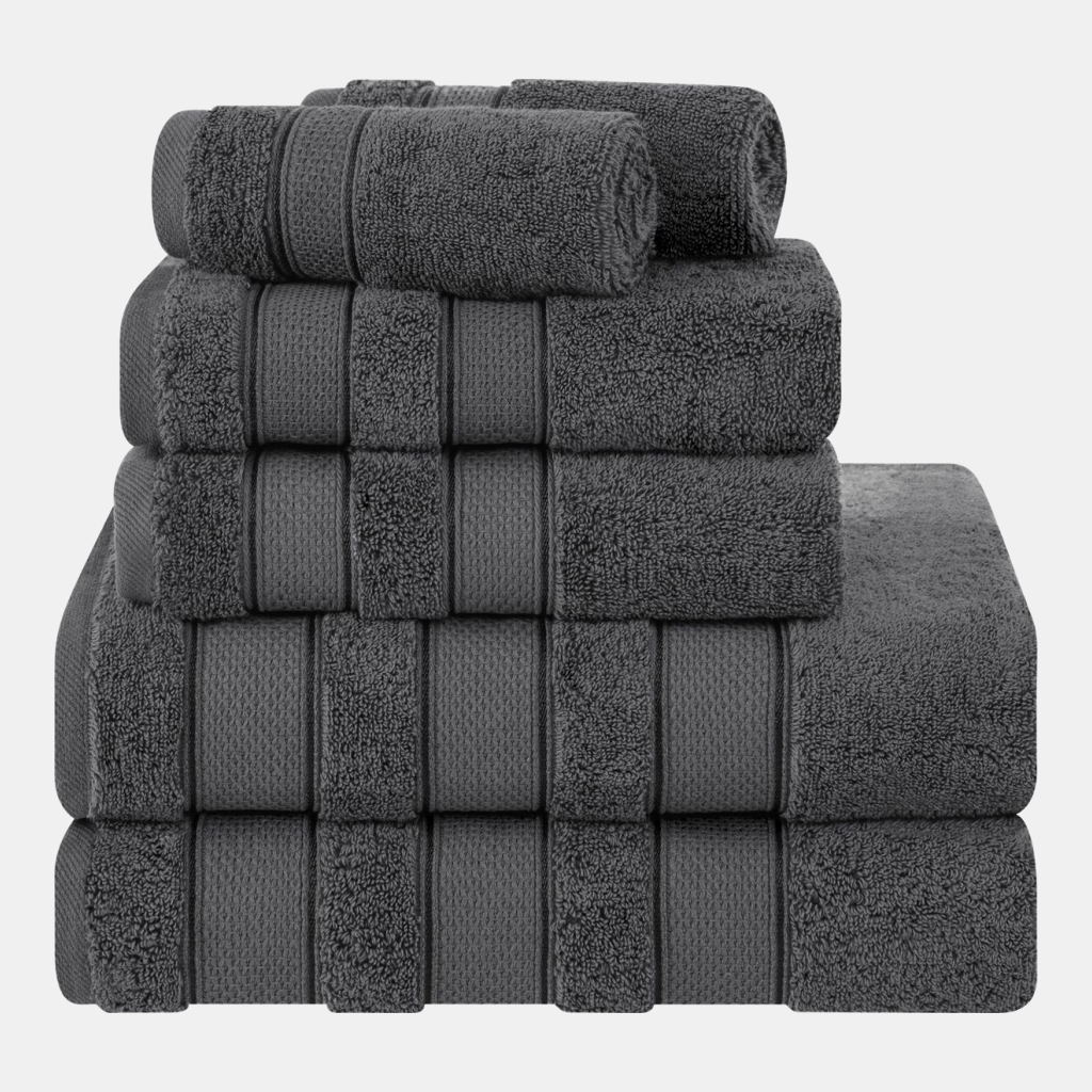 Salem Premium 100% Turkish Cotton 6 Piece Bath Towel Set - Dark Gray