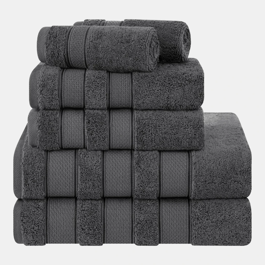 Salem Premium 100% Turkish Cotton 6 Piece Bath Towel Set - Dark Gray