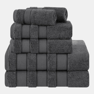 Salem Premium 100% Turkish Cotton 6 Piece Bath Towel Set - Dark Gray