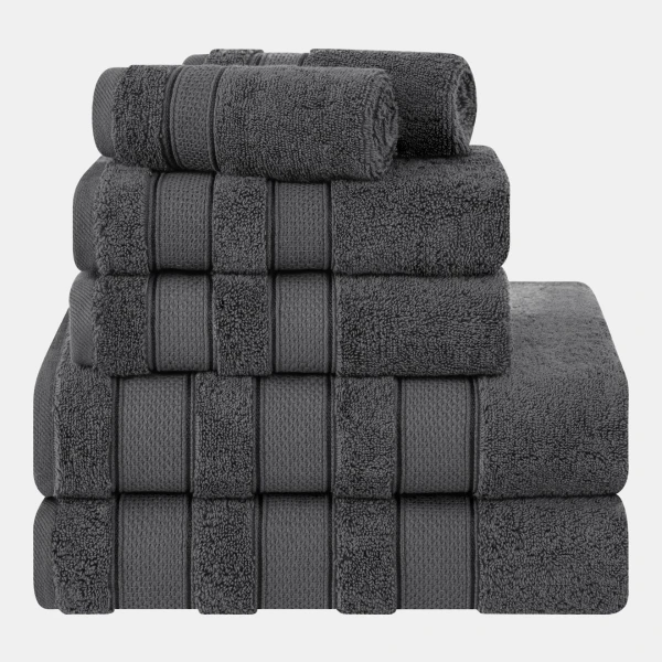 Salem Premium 100% Turkish Cotton 6 Piece Bath Towel Set - Dark Gray