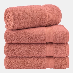 Bekos Premium 100% Turkish Cotton 4-Piece Bath Towel Set - Coral