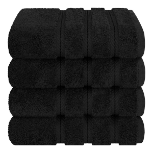 Edison Luxury 100% Turkish Cotton 4-Piece Hand Towel Set - Black - Image 6